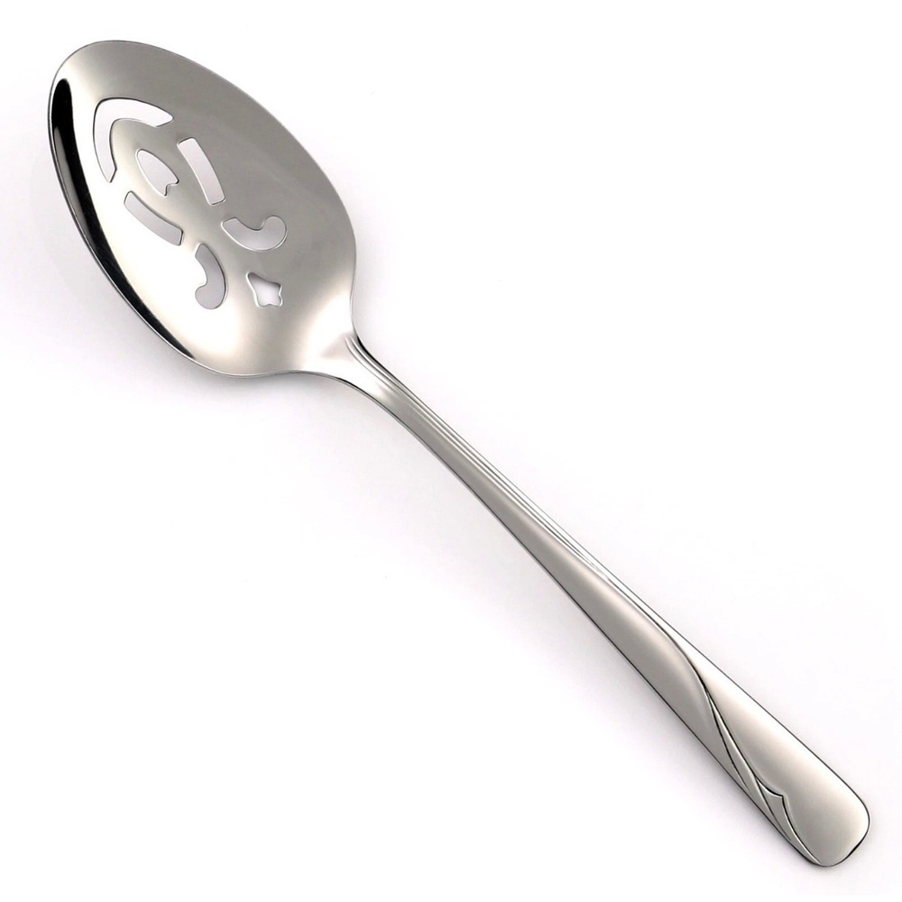 Oneida Oceanic Stainless Pierced Slotted Serving Spoon Flatware 8.25"
